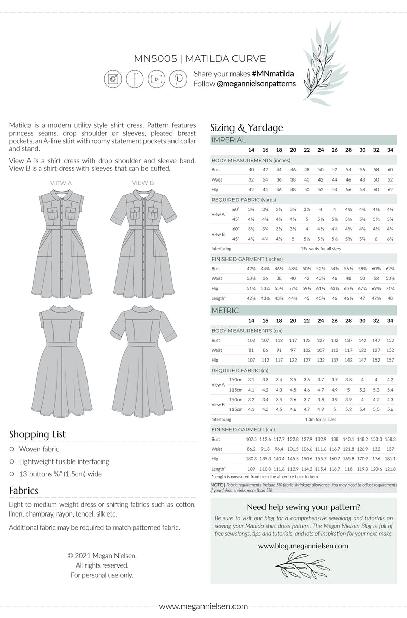 Matilda Curve Dress Pattern