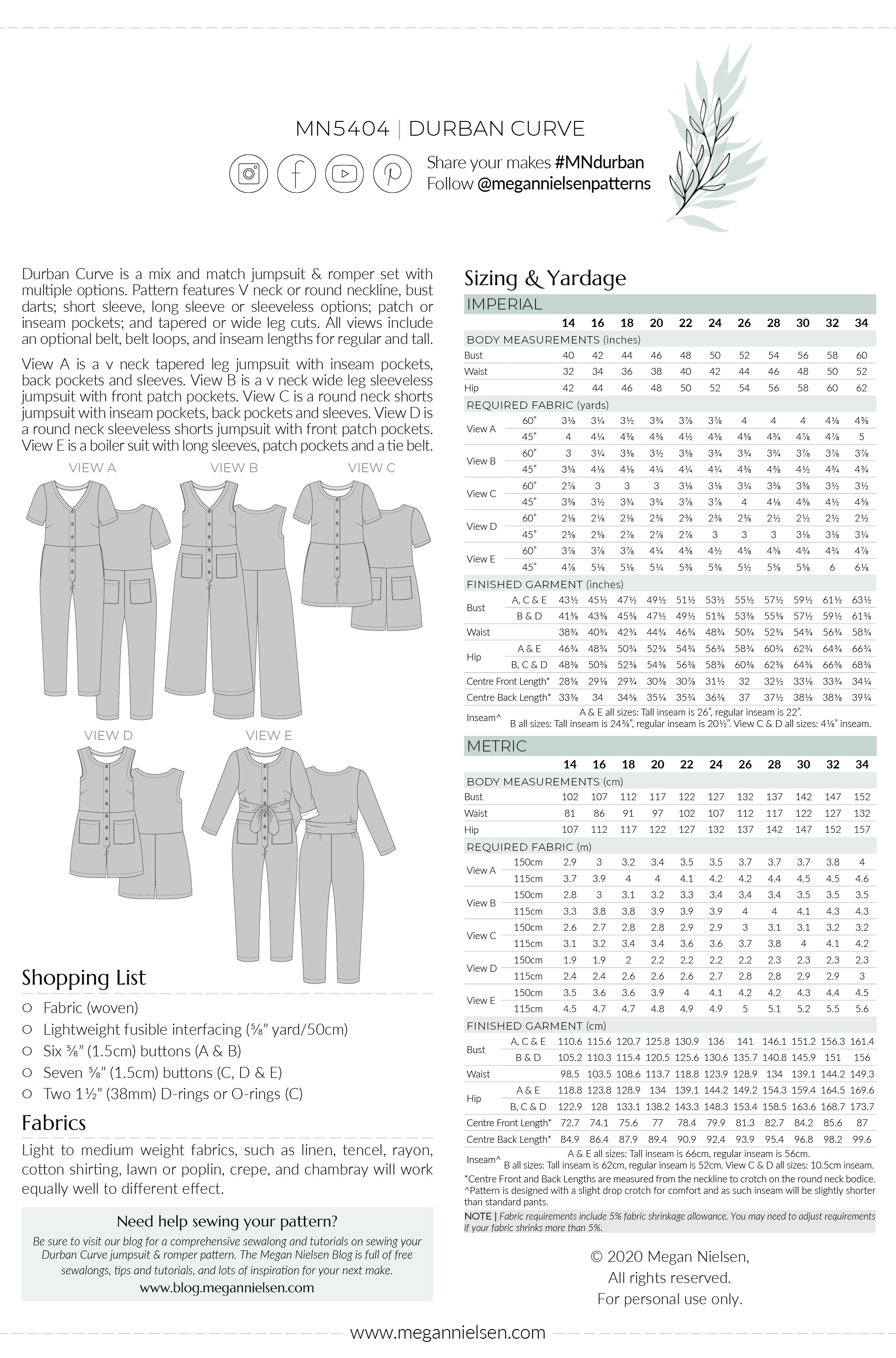 Durban Curve Jumpsuit & Romper Pattern