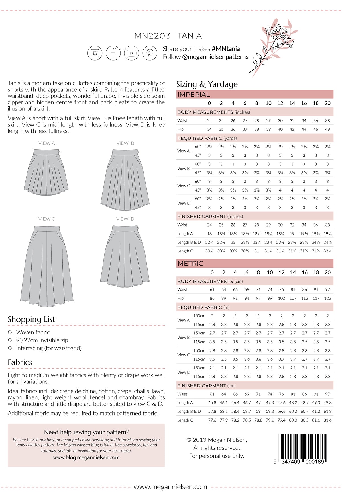 Tania Culottes pattern