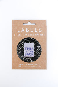 "This Is The Back" Woven Label