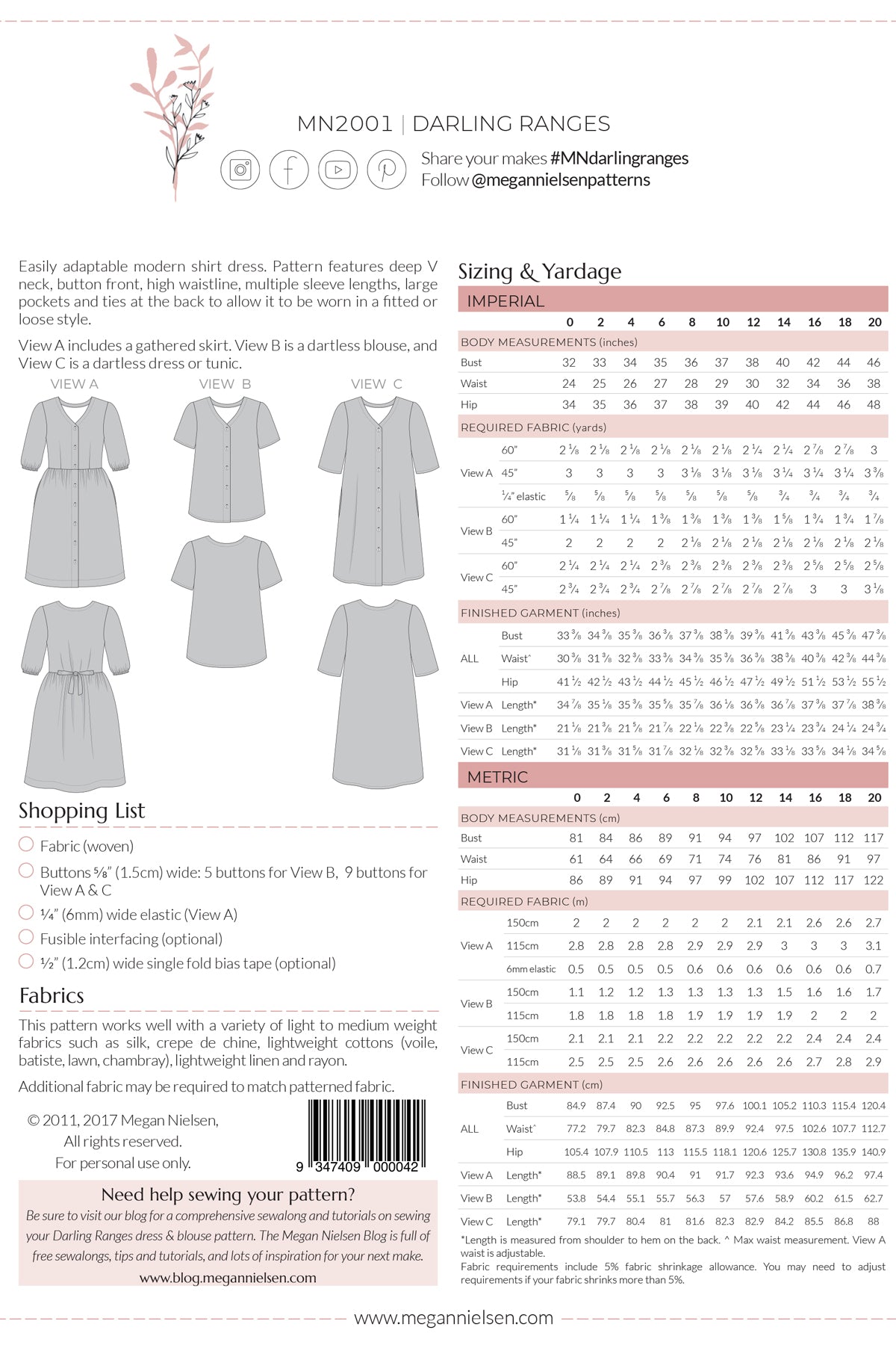 Darling Ranges dress & blouse pattern