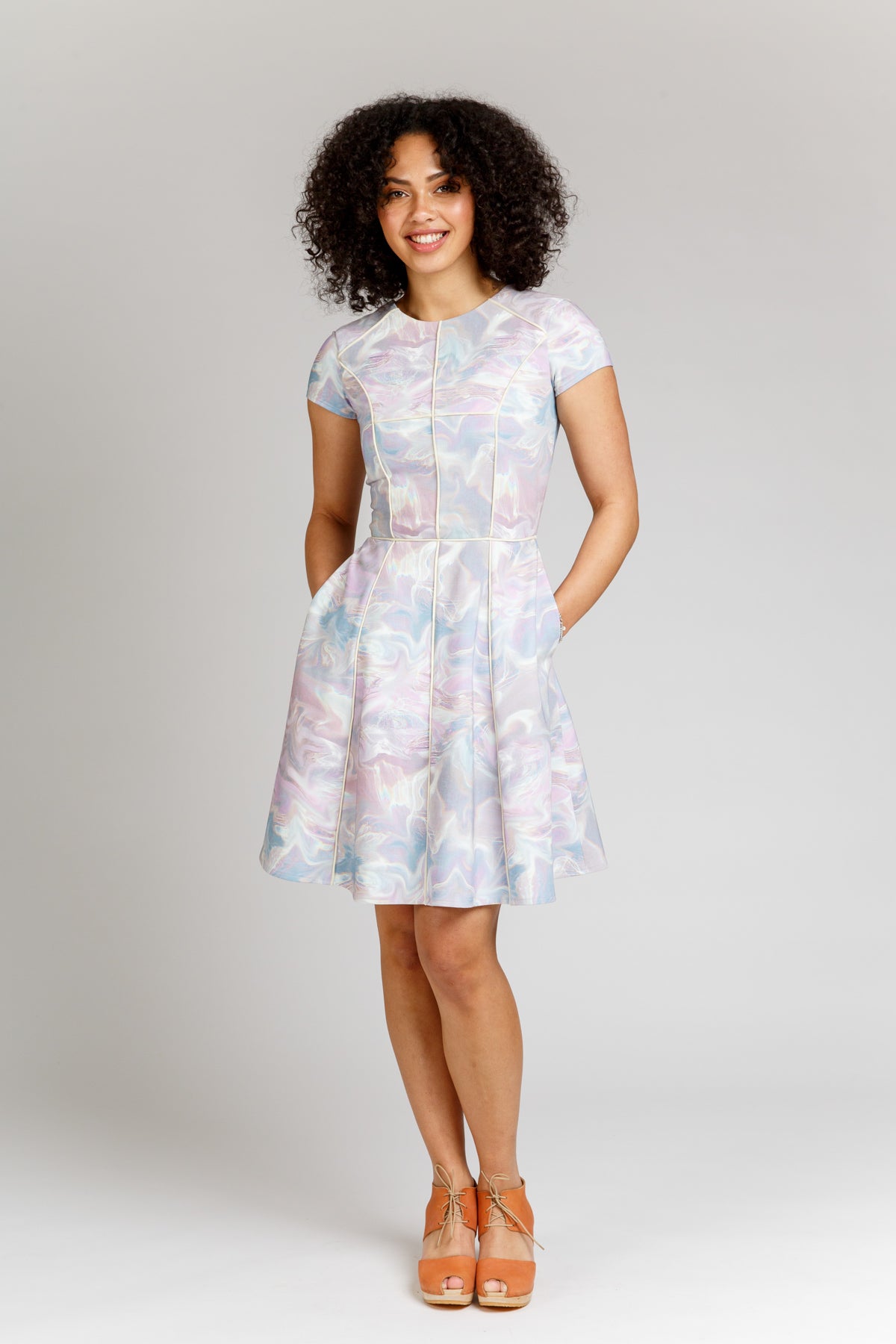The Little Sewist: Round neck short sleeve fit and flare dress pattern