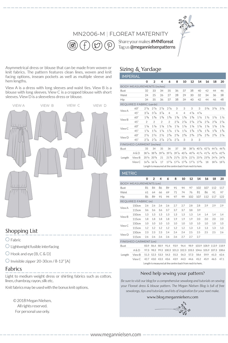 Amber Nursing & Maternity Dress & Top Sewing Pattern