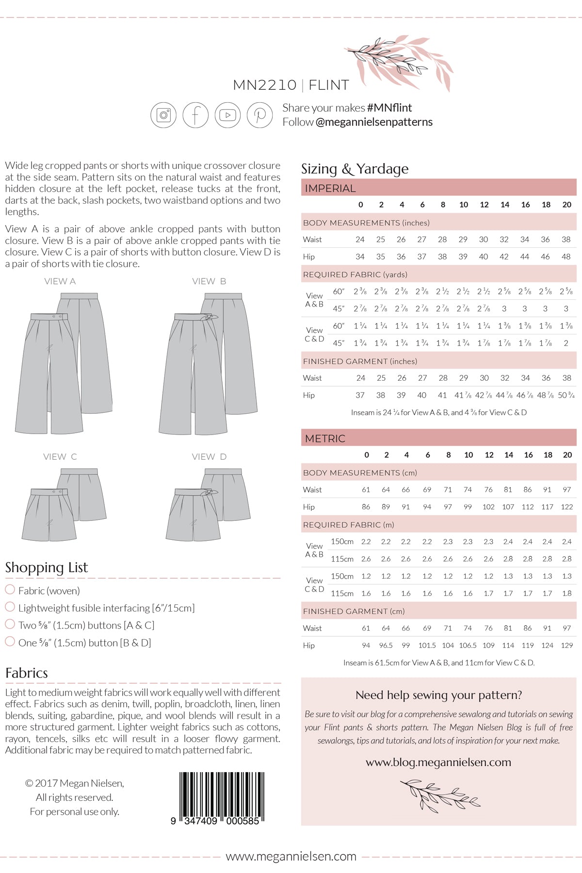 Flint Pants & Shorts Sewing Pattern | Megan Nielsen Patterns