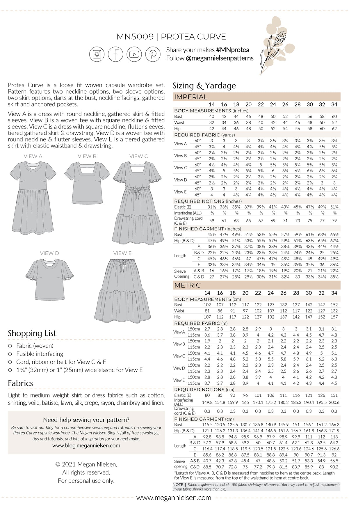Protea Curve Capsule Wardrobe Pattern
