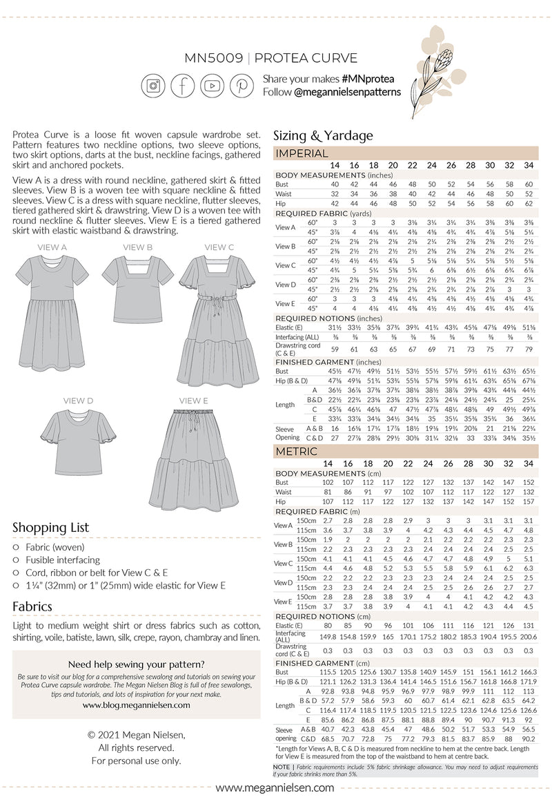Protea Curve Capsule Wardrobe Pattern