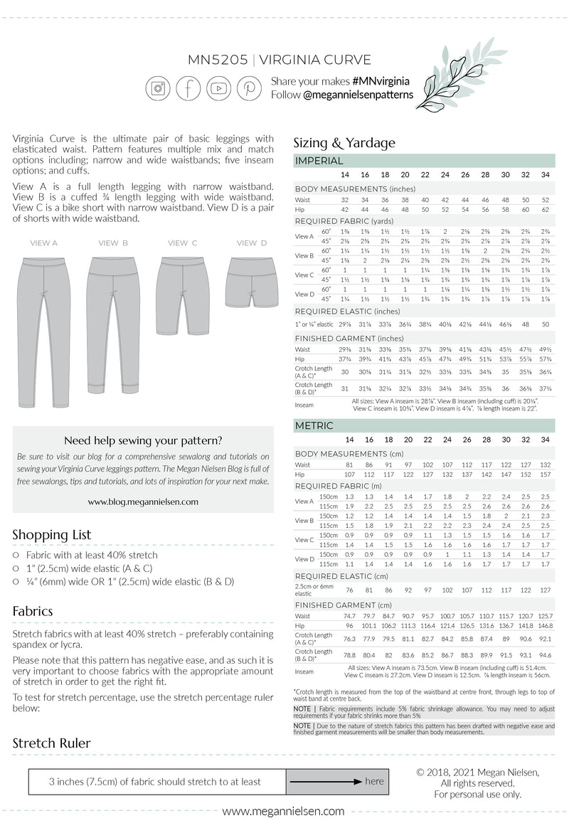 Sewing Pattern Jalie 2920 - Leggings, Stirrup Tights and Mini-Skirt