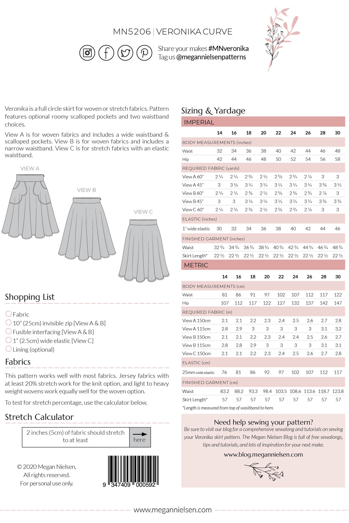 Veronika Curve skirt pattern