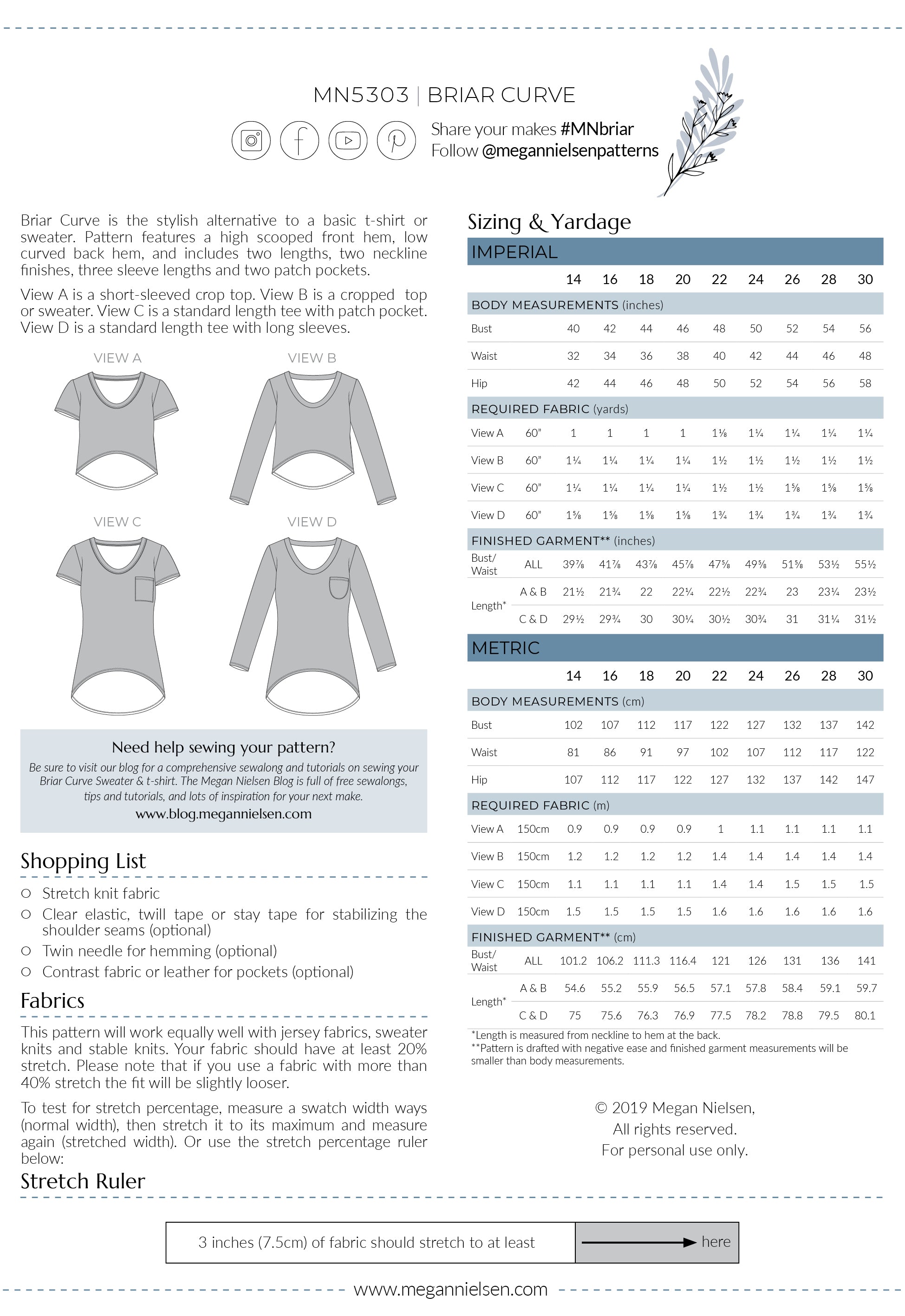 Briar Curve sweater and t-shirt pattern